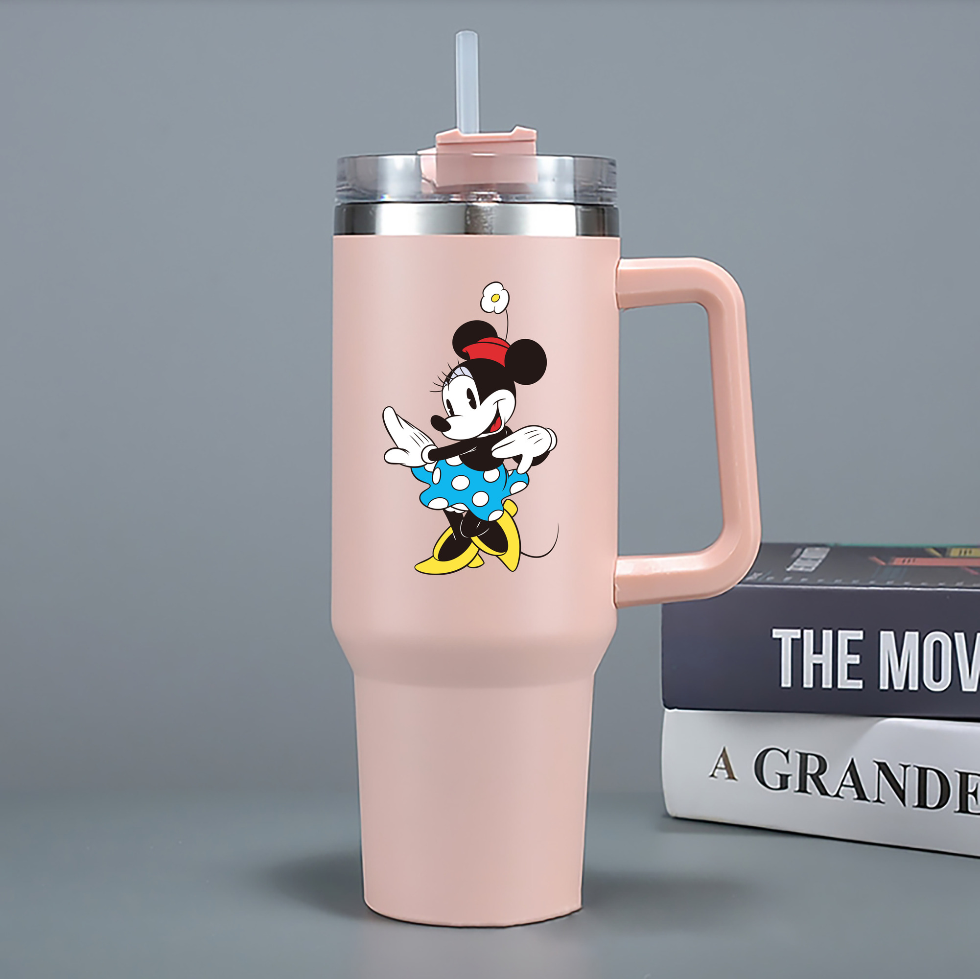 （画像用） ミッキーマウス Mickey Mouse 1200mL車用タンブラー - クリスタルステッカー（プラスチックストロー付き）